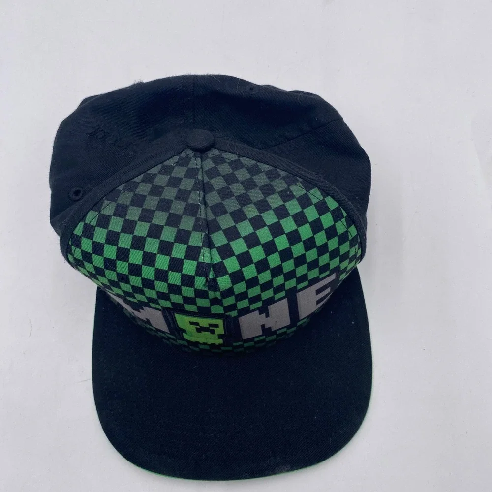 MINECRAFT Minecraft Creeper Snapback Hat Youth OSFM Black Green Checkered Gamer